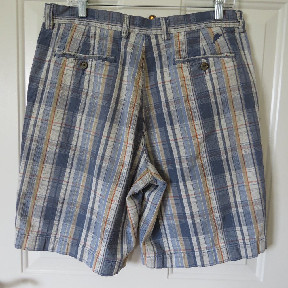 Tommy Bahama Blue and Orange Plaid Men Shorts - Picture 4 of 8